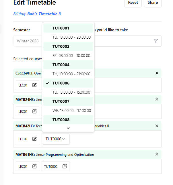 course matrix course list